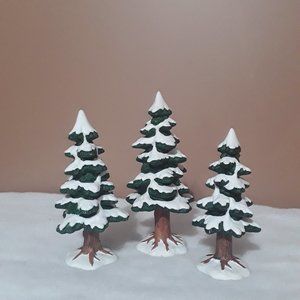 Three  Lemax 1995  Ceramic  Trees.